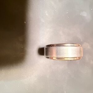 Triton 8mm Tungsten Carbide Ring - Satin Finish Center & Step Edge Sz 10